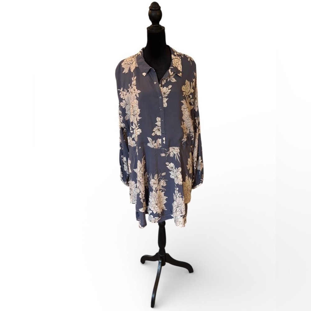 Free People Navy Floral Long Sleeve Dress or Tunic